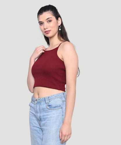 Women Solid Ribbed Crop Top - A Easygoing Fashionable Look