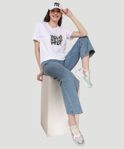 Women Fashionable 'Wild Free' Graphic Print Tee