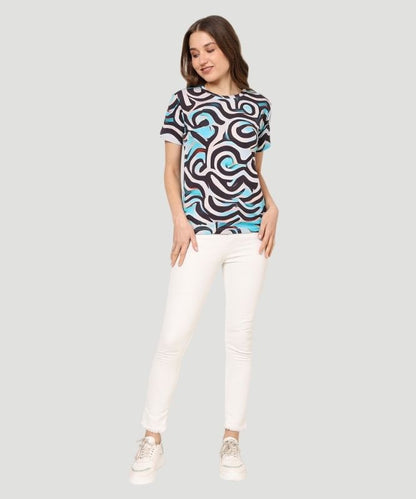 AI Design Women's Multicolor All Over Graphic Print T-shirt - a Fusion of Comfort and Style