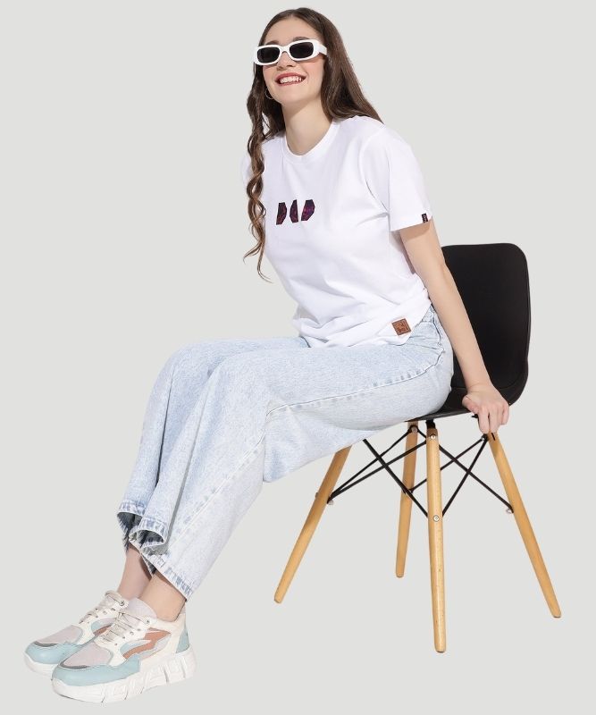 IndusVale Women Signature Logo-Print White Fashion Tee