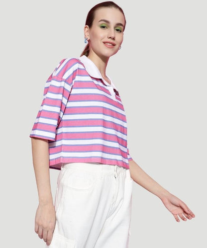 Women Stylish Pink Striped Cotton Crop Top: A Wardrobe Must-Have