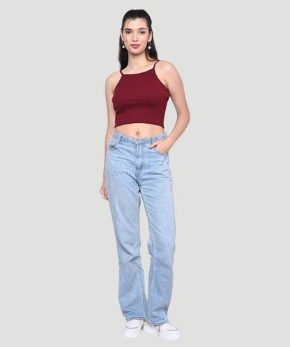 Women Solid Ribbed Crop Top - A Easygoing Fashionable Look