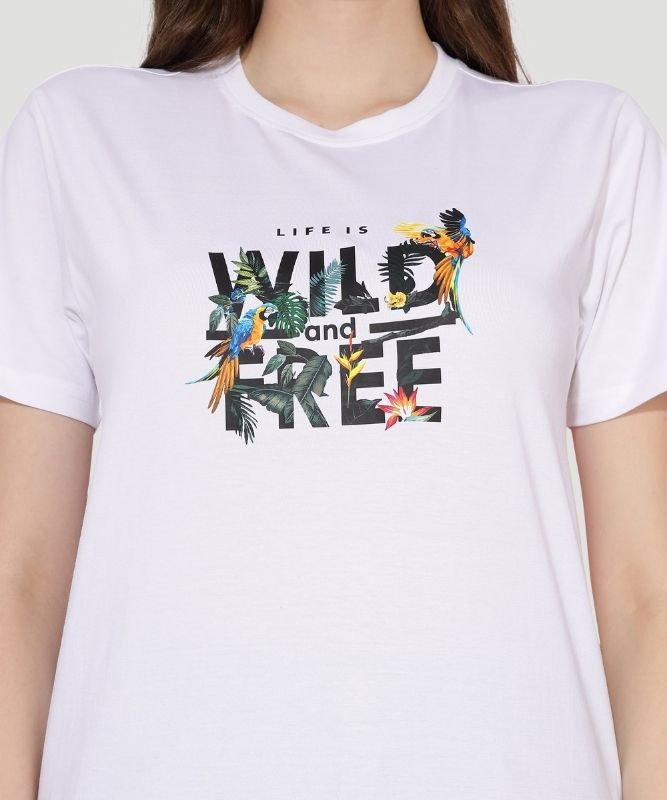 Women Fashionable 'Wild Free' Graphic Print Tee