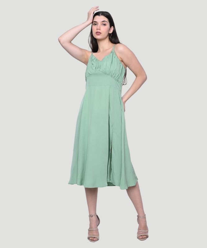 Women Green Bustier Dress - A Chic Fashionista