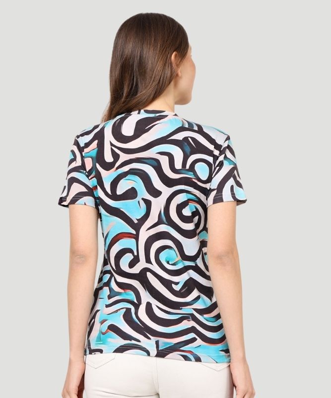 AI Design Women's Multicolor All Over Graphic Print T-shirt - a Fusion of Comfort and Style