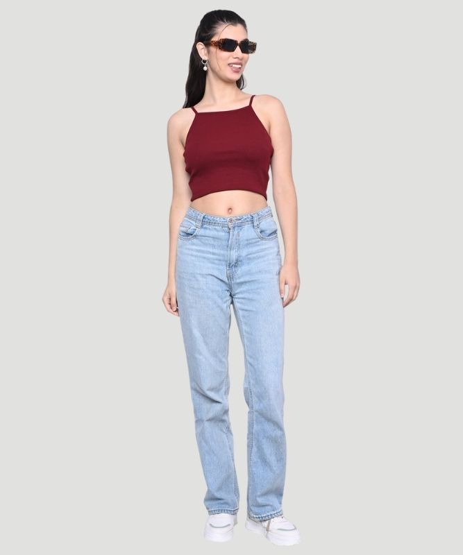 Women Solid Ribbed Crop Top - A Easygoing Fashionable Look