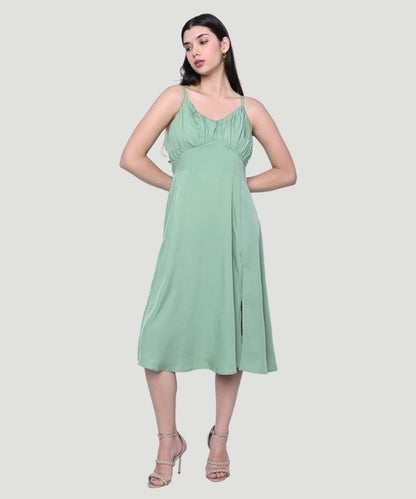 Women Green Bustier Dress - A Chic Fashionista