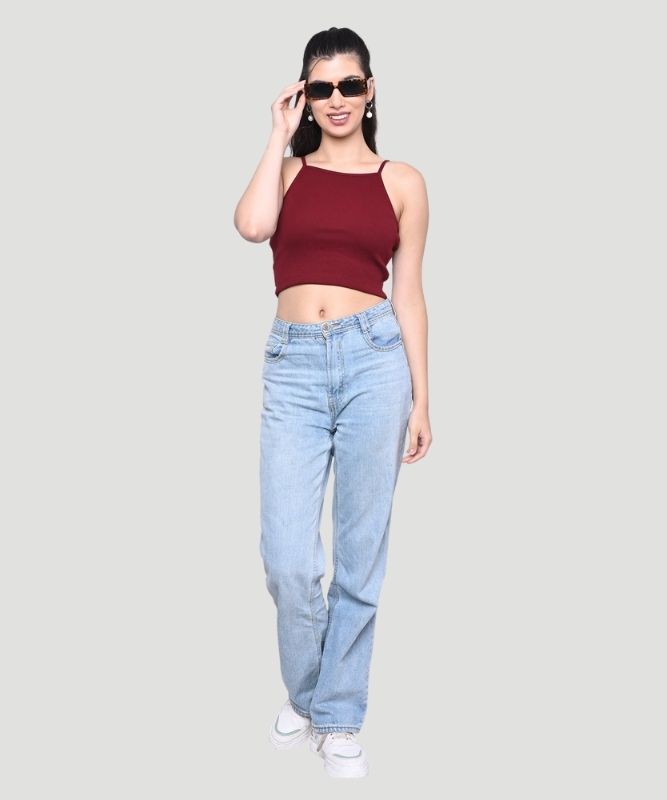 Women Solid Ribbed Crop Top - A Easygoing Fashionable Look