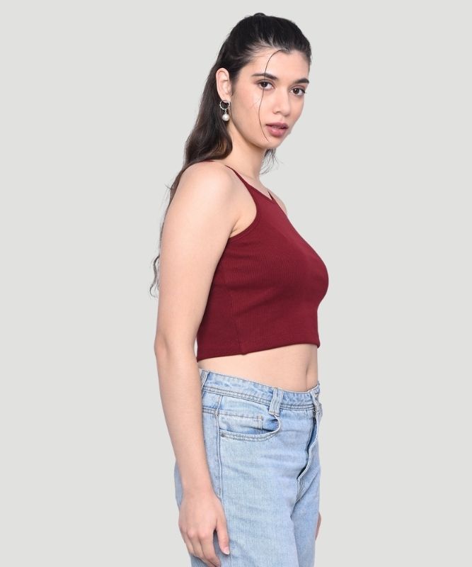 Women Solid Ribbed Crop Top - A Easygoing Fashionable Look