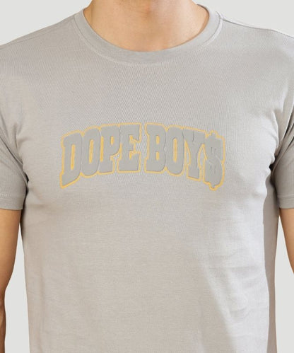 Men Grey Dope Boys Graphic Tee: A Cool Fashion Choice