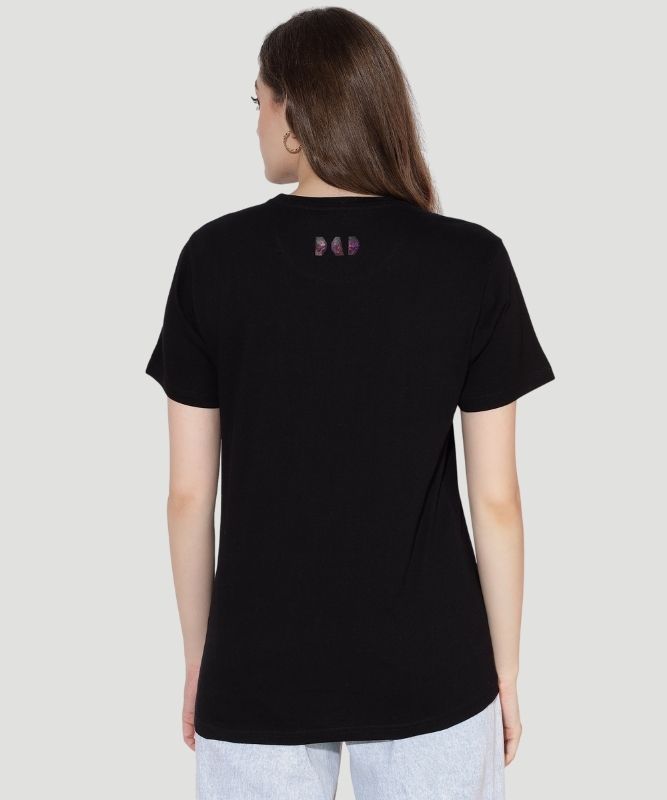 IndusVale Women Signature Logo-Print black Fashion Tee