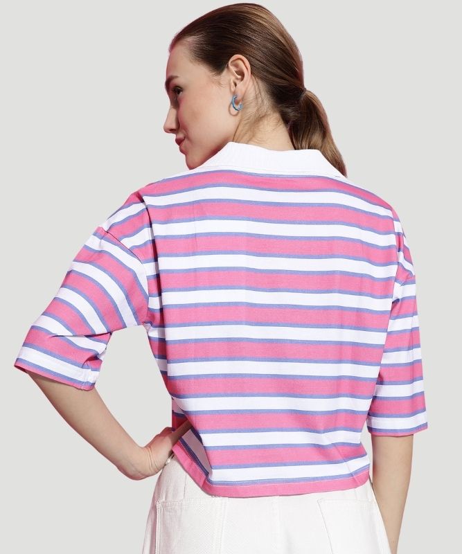 Women Stylish Pink Striped Cotton Crop Top: A Wardrobe Must-Have