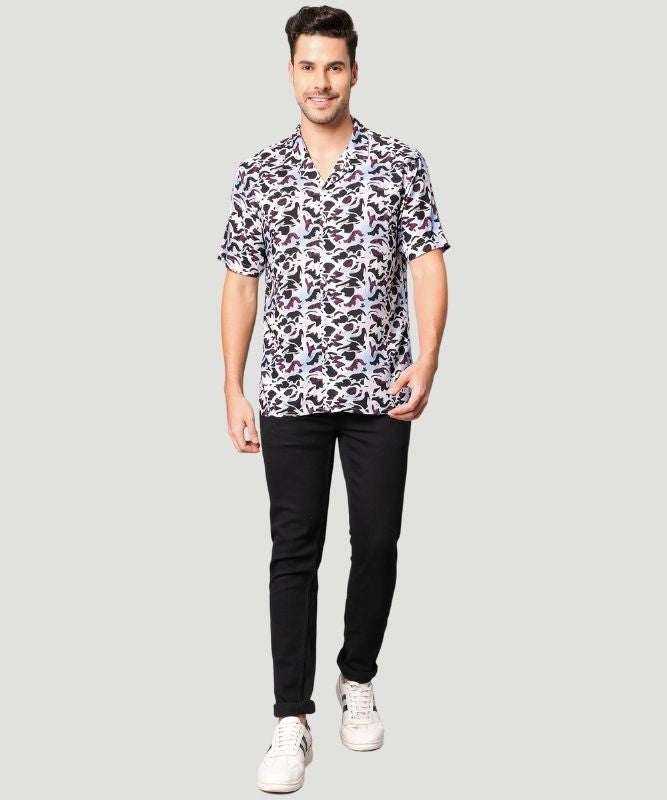 AI Imagined Burned Desire Men's Collar Shirt: Embracing Multicolour Artistry