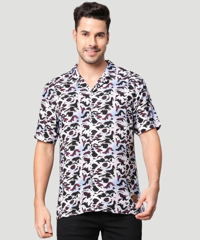 AI Imagined Burned Desire Men's Collar Shirt: Embracing Multicolour Artistry