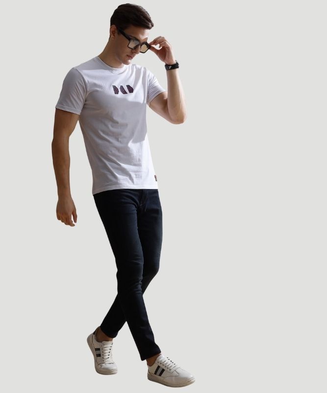 IndusVale Men Signature Logo-Print White Fashion Tee