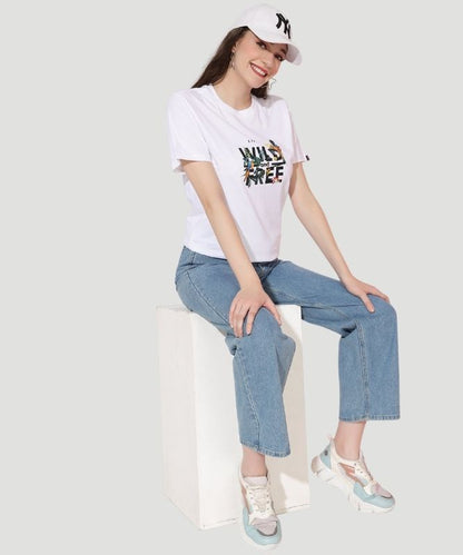 Women Fashionable 'Wild Free' Graphic Print Tee