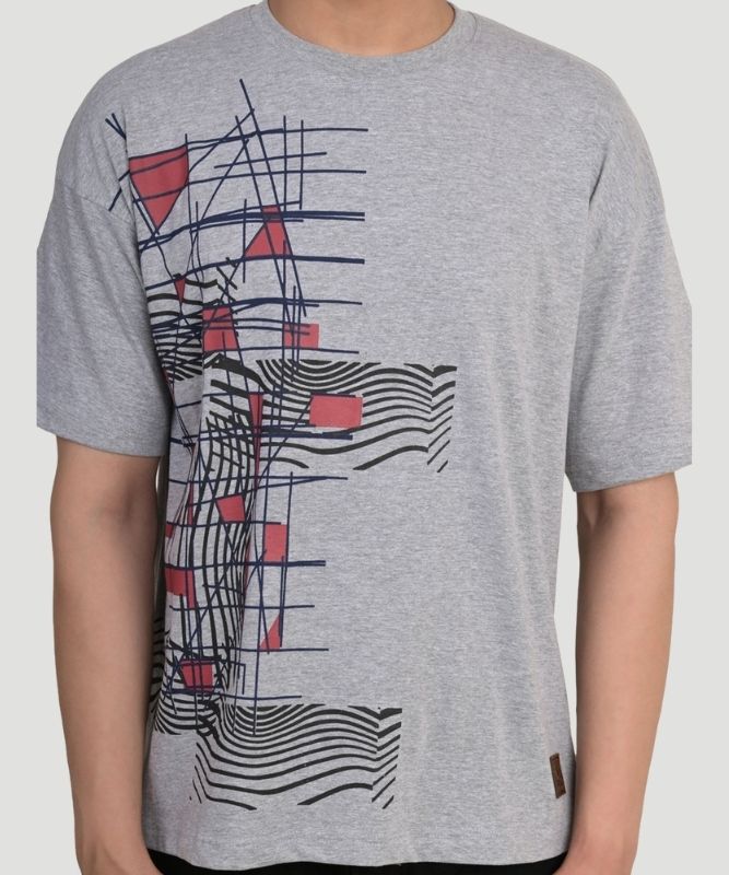 Men Red Flag Oversize Graphic T-Shirt