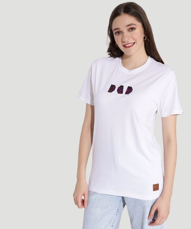 IndusVale Women Signature Logo-Print White Fashion Tee