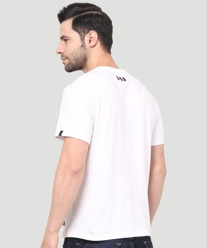 Men Colourblock White Printed T-shirt - A Fashionable Athletic Look