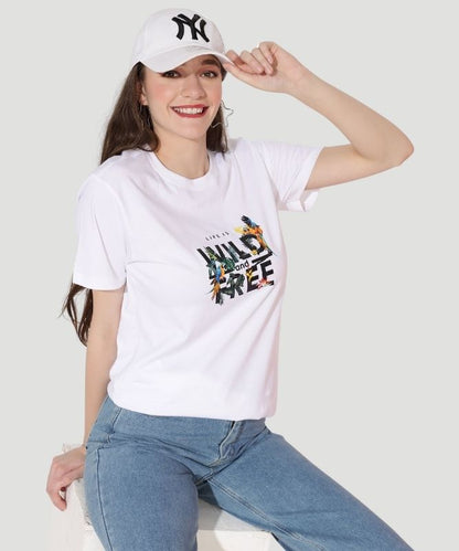 Women Fashionable 'Wild Free' Graphic Print Tee