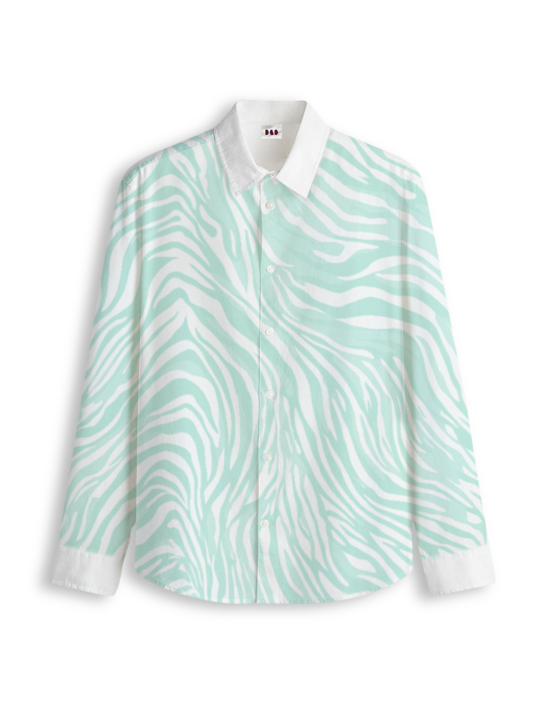 AI Imagined Abstract Cyan Wave Men's Collar Shirt