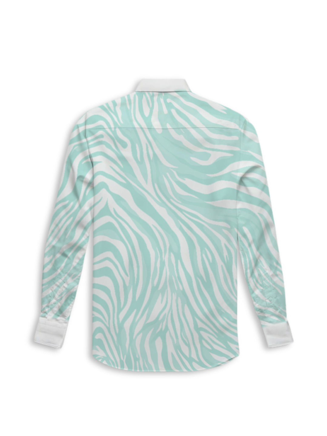 AI Imagined Abstract Cyan Wave Men's Collar Shirt