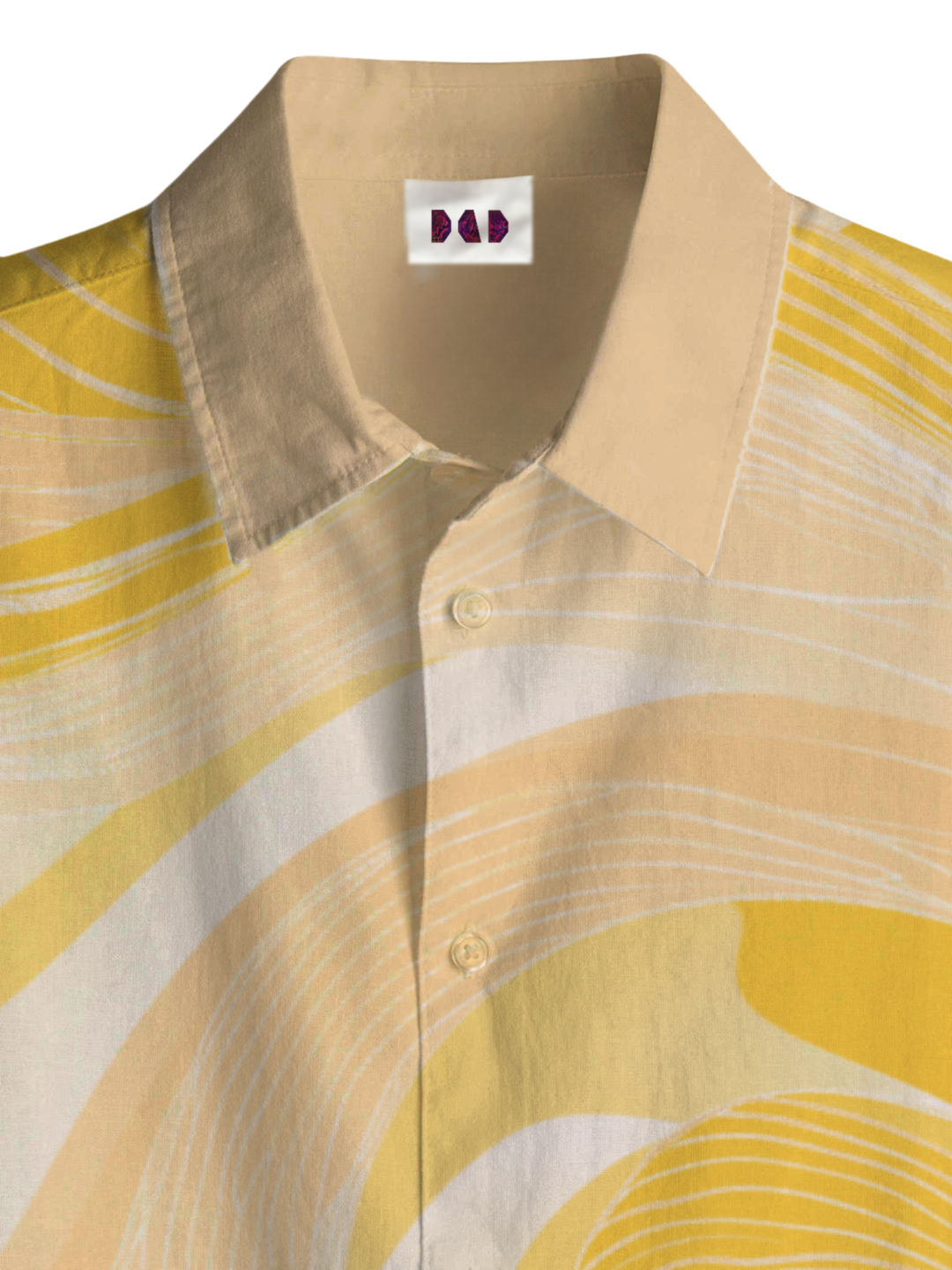 AI Imagined Abstract Yellow Wave Men's Collar Shirt