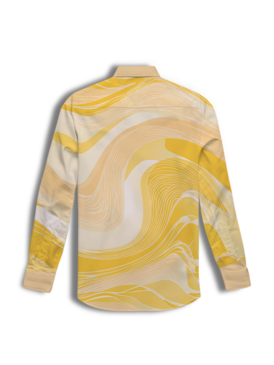 AI Imagined Abstract Yellow Wave Men's Collar Shirt