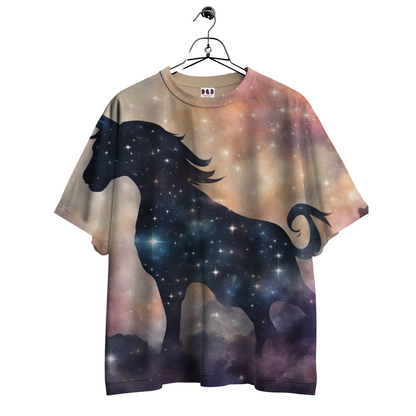 AI Imagined Oversize Unicorn Universe Graphic T-Shirt