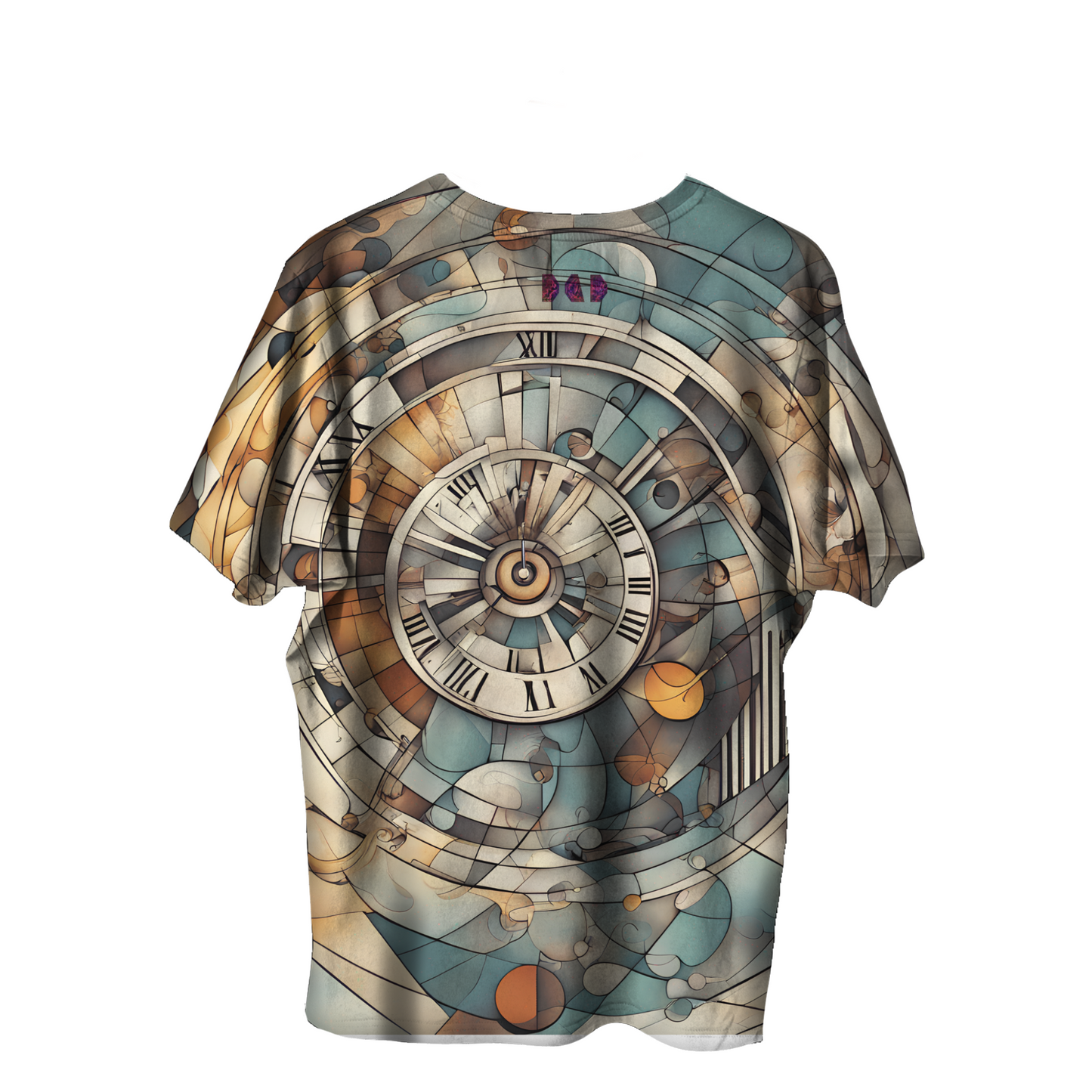 AI Imagined Oversize Time Travel Medallion Graphic T-Shirt