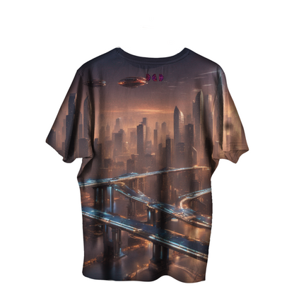 AI Imagined Oversize Future Cityscapes Graphic T-Shirt