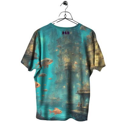 AI Imagined Oversize Aqua-man Metropolis Graphic T-Shirt