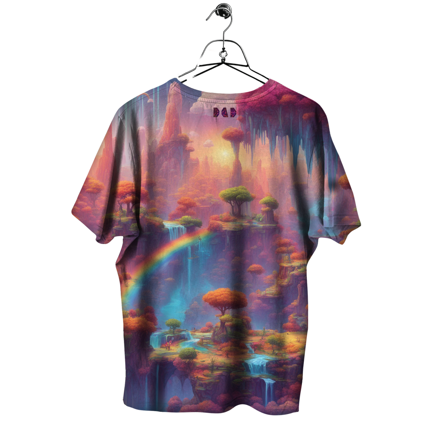 AI Imagined Oversize Psychedelic Islands Graphic T-Shirt