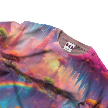 AI Imagined Oversize Psychedelic Islands Graphic T-Shirt