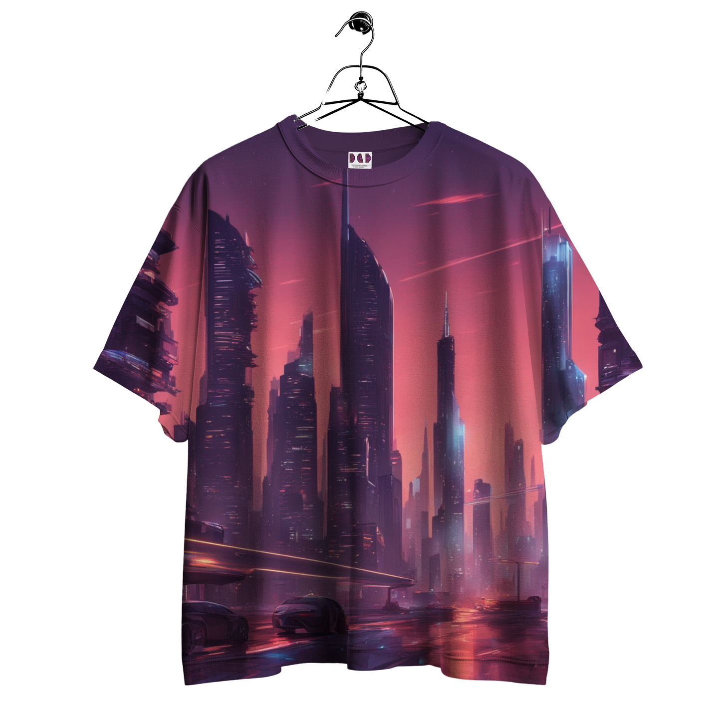 AI Imagined Oversize Dusky Future City Graphic T-Shirt