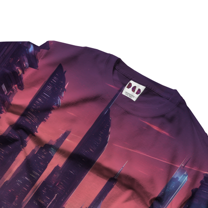 AI Imagined Oversize Dusky Future City Graphic T-Shirt