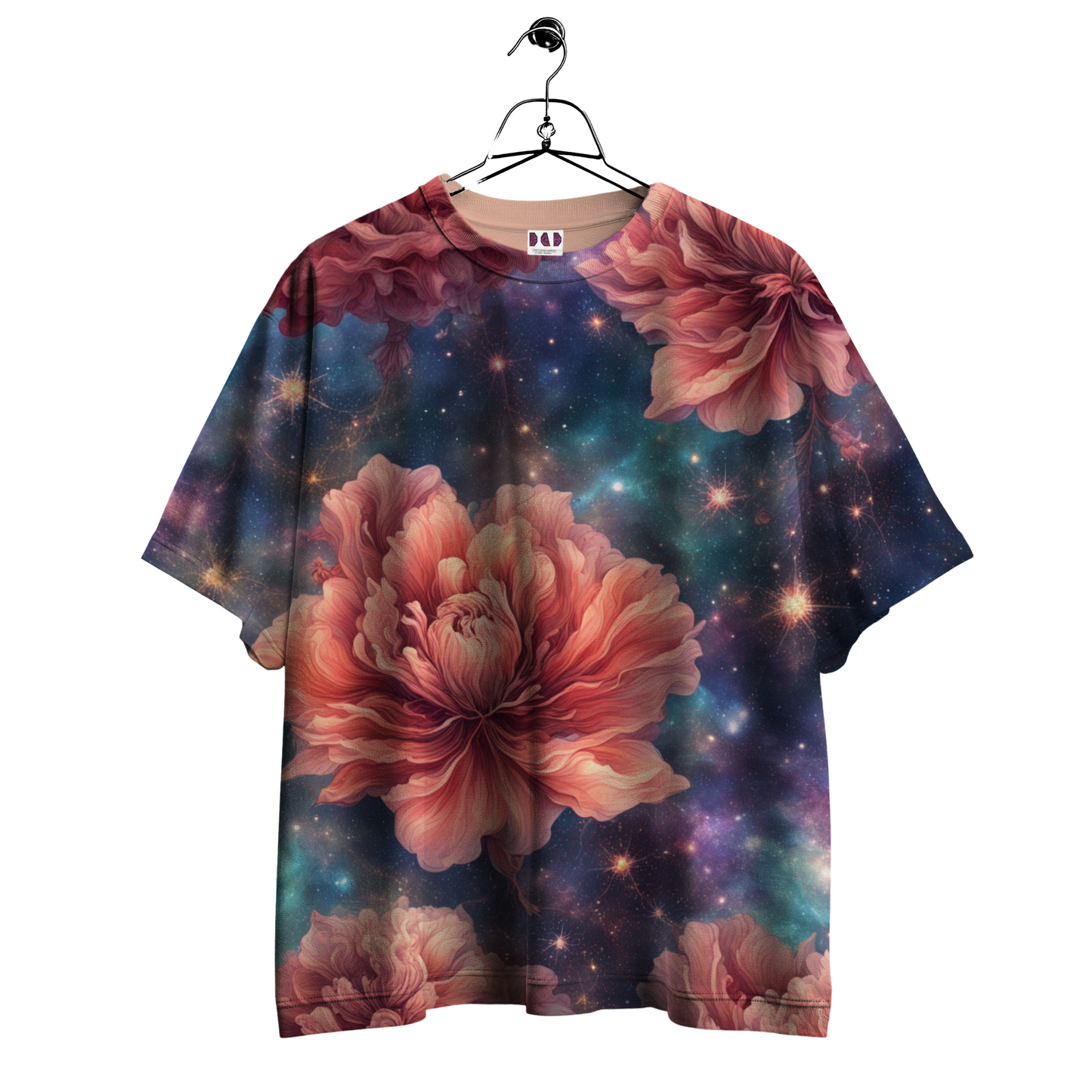 AI Imagined Oversize Cosmic Bloom Graphic T-Shirt