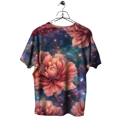 AI Imagined Oversize Cosmic Bloom Graphic T-Shirt