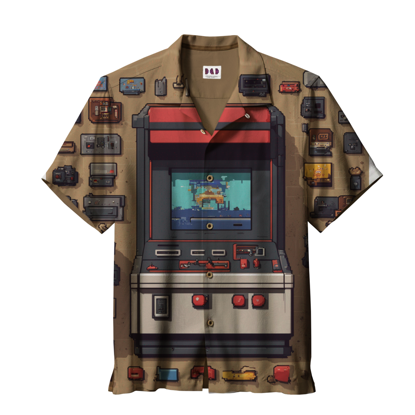 AI Imagined Oversize 8-bit Arcade Hawaiian Shirt