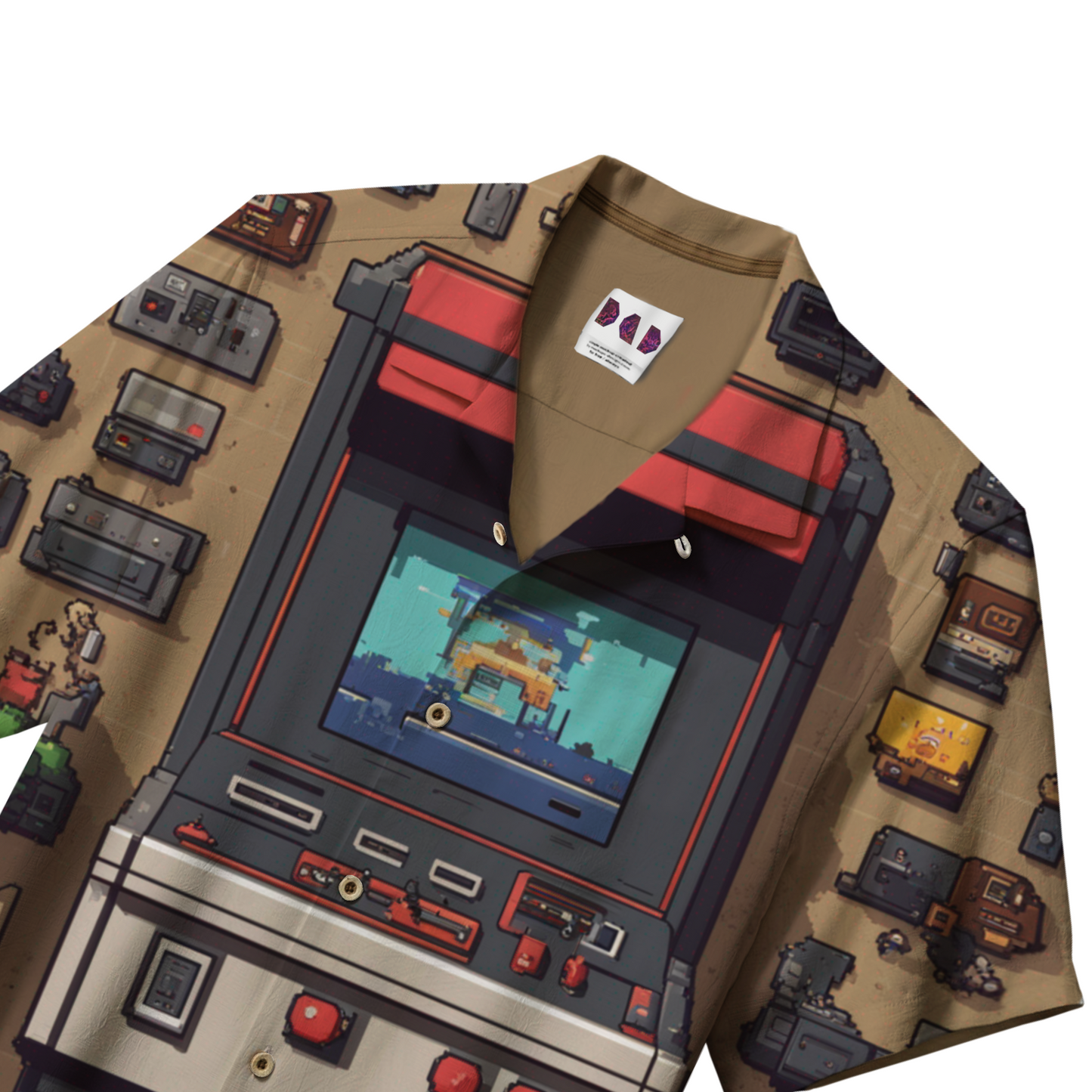 AI Imagined Oversize 8-bit Arcade Hawaiian Shirt