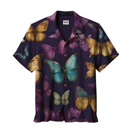 AI Imagined Oversize Vibrant Butterflies Hawaiian Shirt