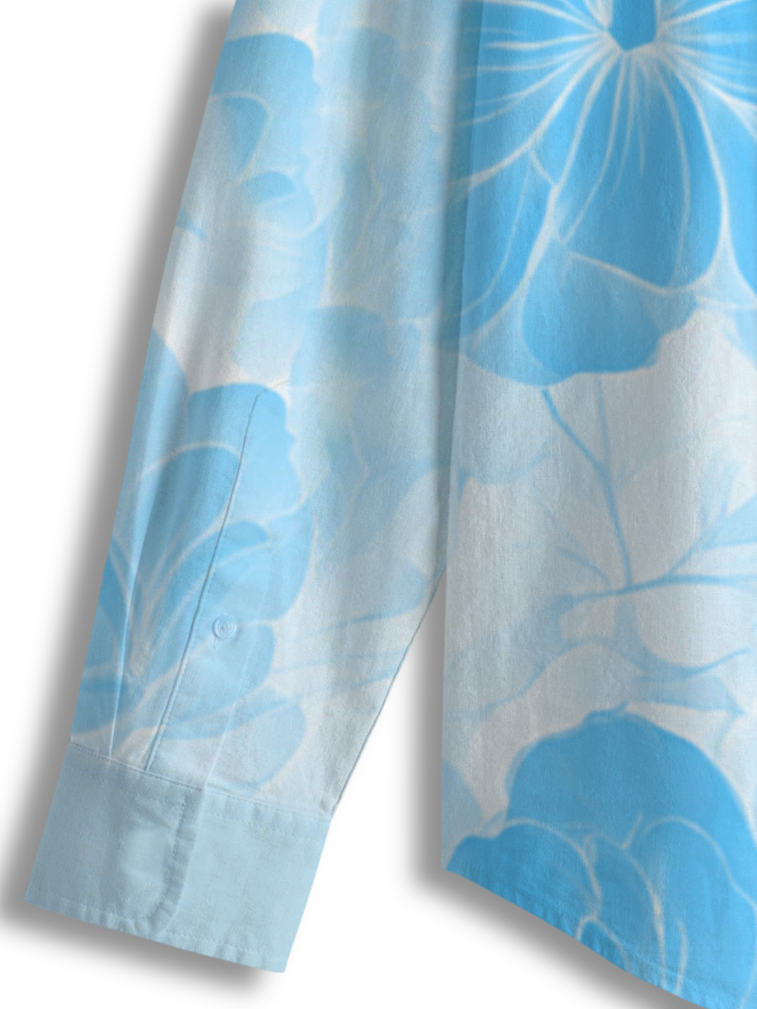 AI Imagined Sky Blue Flower Shadow Men's Collar Shirt