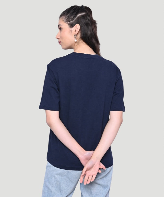 AI Imagined Women Face Printed Blue T-shirt - A Style Statement