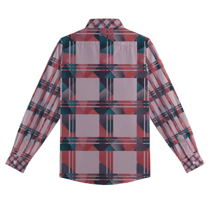 AI Imagined Red Power Check Men's Collar Shirt