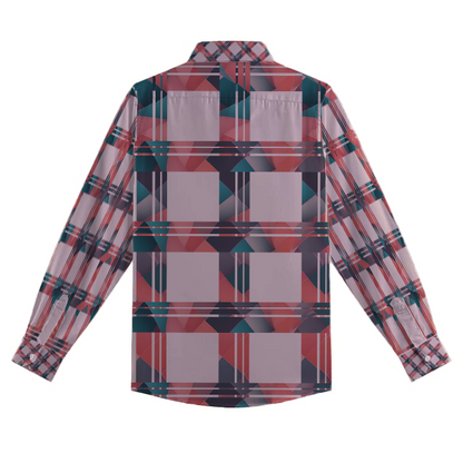 AI Imagined Red Power Check Men's Collar Shirt