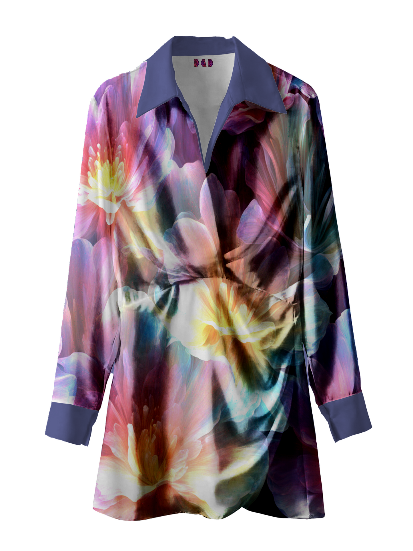 AI Imagined Holographic Petals Shirred Dress