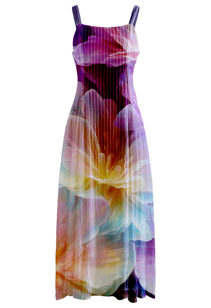 AI Imagined Holographic Petals Maxi Dress