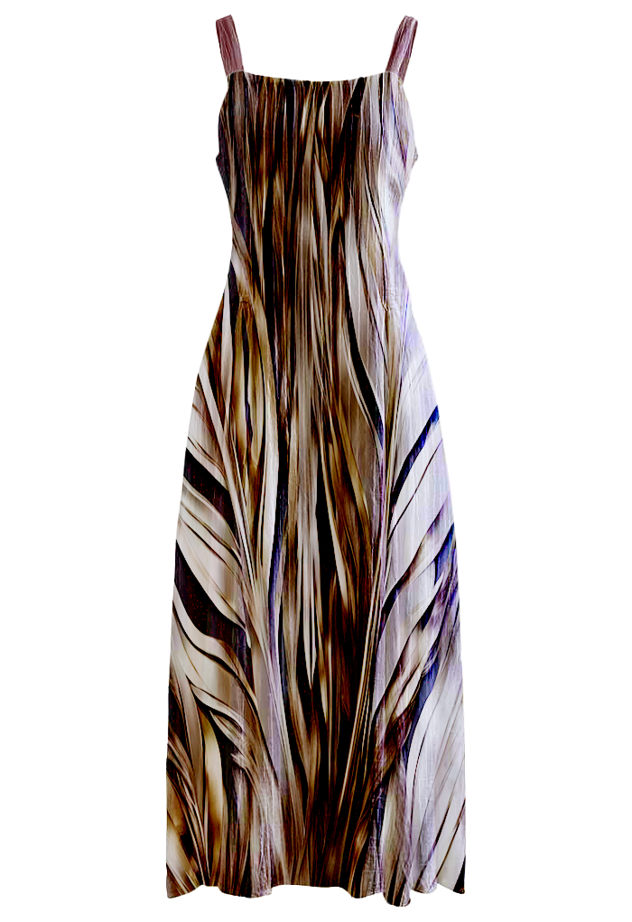 AI Imagined Liquid Metal Feathers Maxi Dress