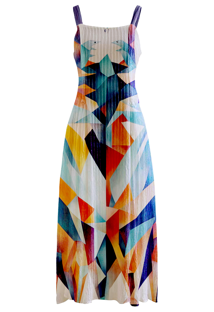 AI Imagined Geometric Animal Kingdom Maxi Dress