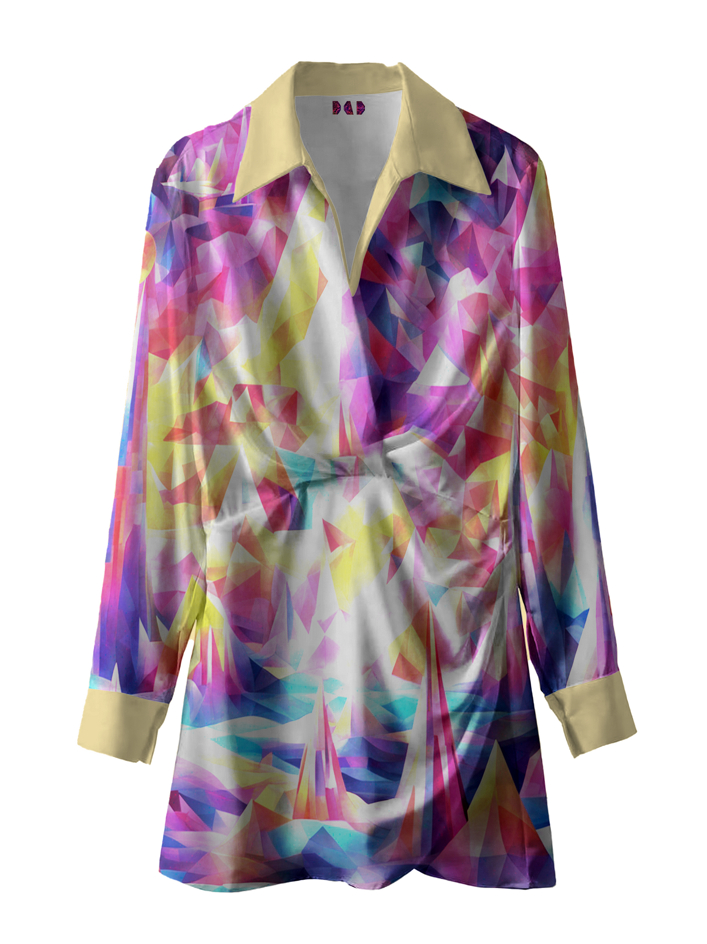 AI Imagined Prismatic Dreamscape Shirred Dress